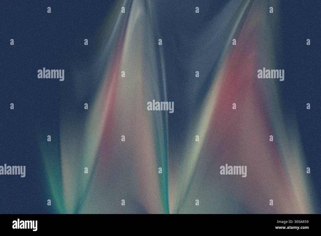 An abstract composition set against a dark, grainy blue background, featuring soft, upward-moving streaks of light in muted shades of pink, teal, and Stock Photo