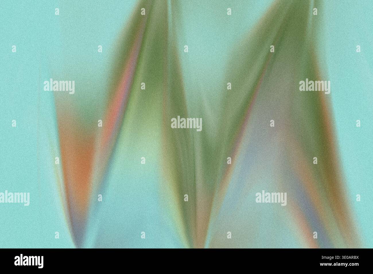 An abstract composition set against a grainy, light teal or aqua background. Blurred, multi-colored shapes resembling sharp zigzags or peaks dominate Stock Photo