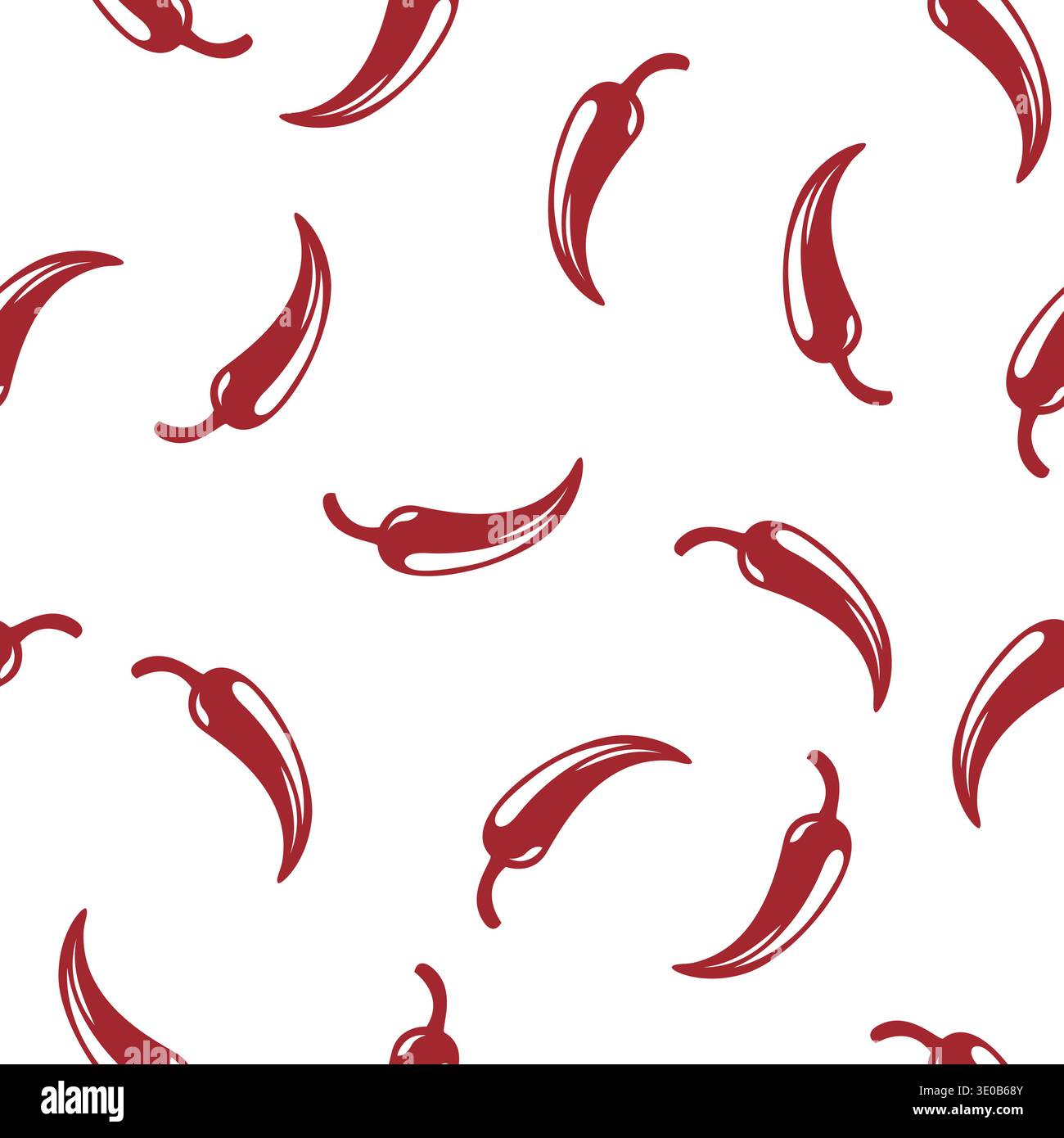 Chilli pepper seamless. Chili seamless pattern on white background Stock Vector
