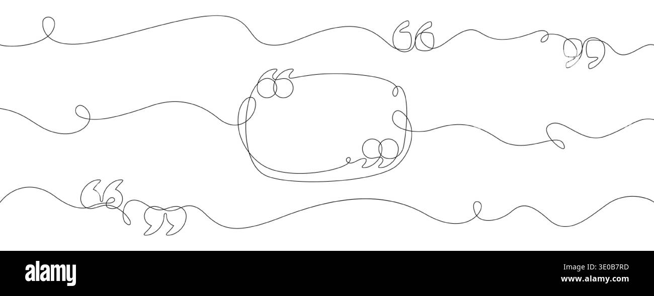 Continuous one line art quote frame. Hand drawing rectangle text box ...