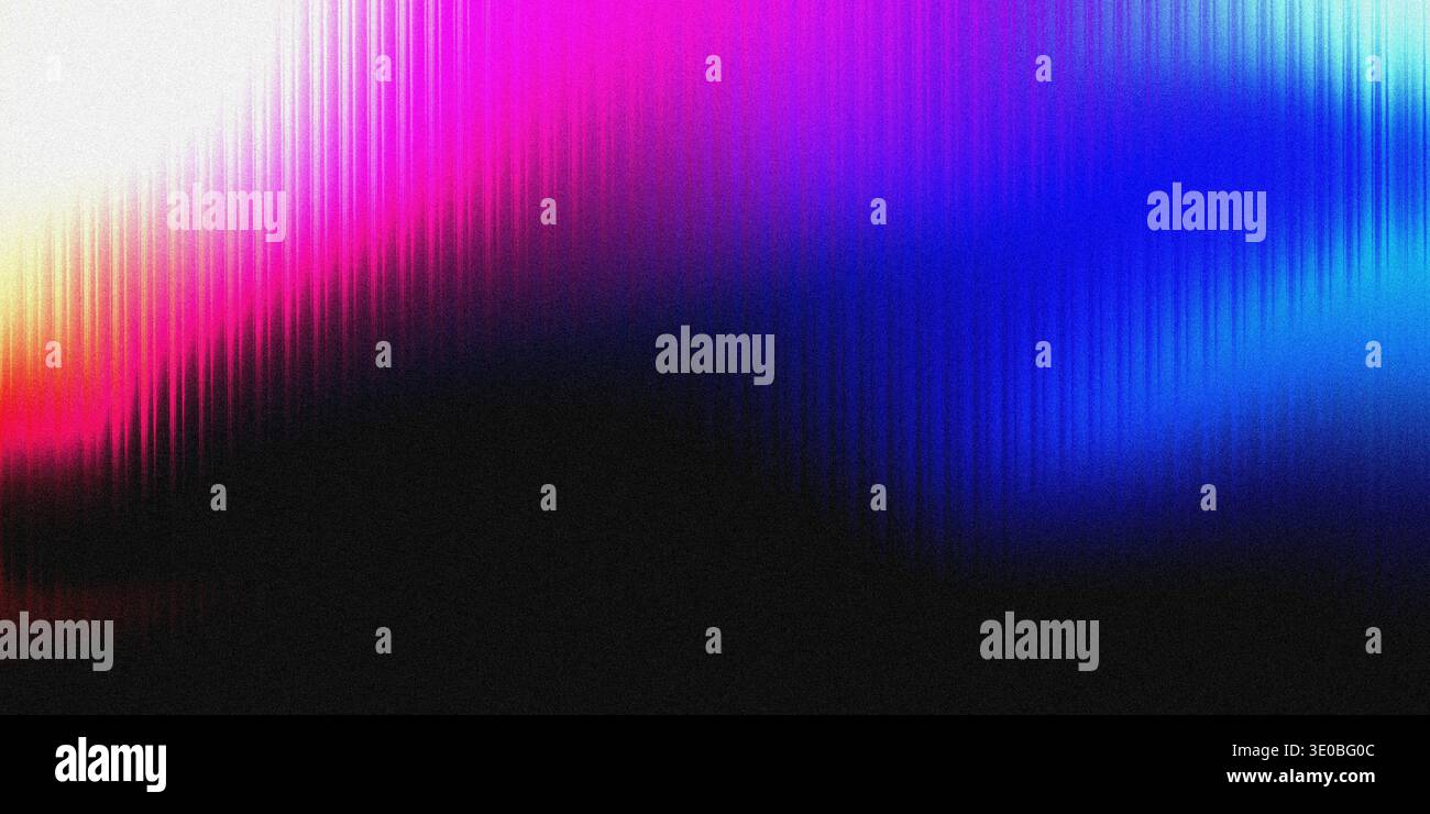 A vibrant abstract background transitions from bright red and pink to deep blue and purple, with a textured, grainy effect and vertical lines Stock Photo