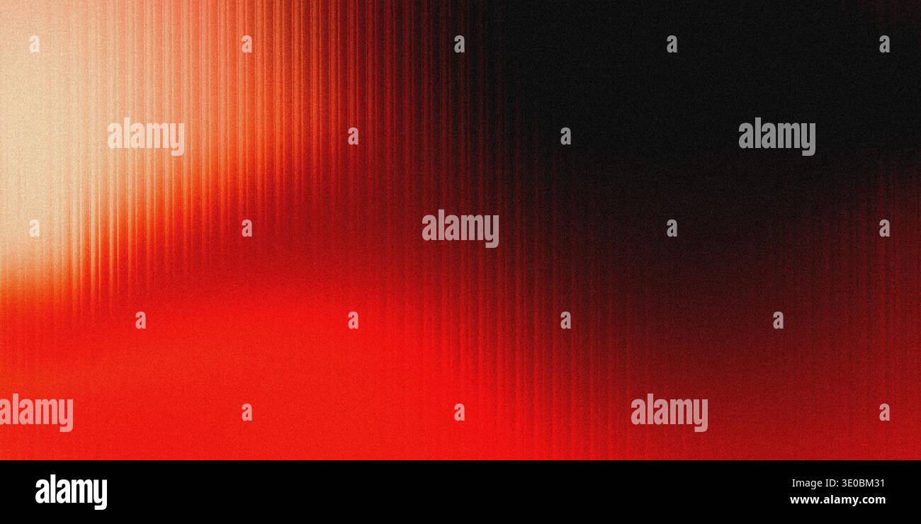 A vibrant abstract background transitions from bright orange and red hues on the left to a deep black on the right, featuring a textured, grainy effec Stock Photo