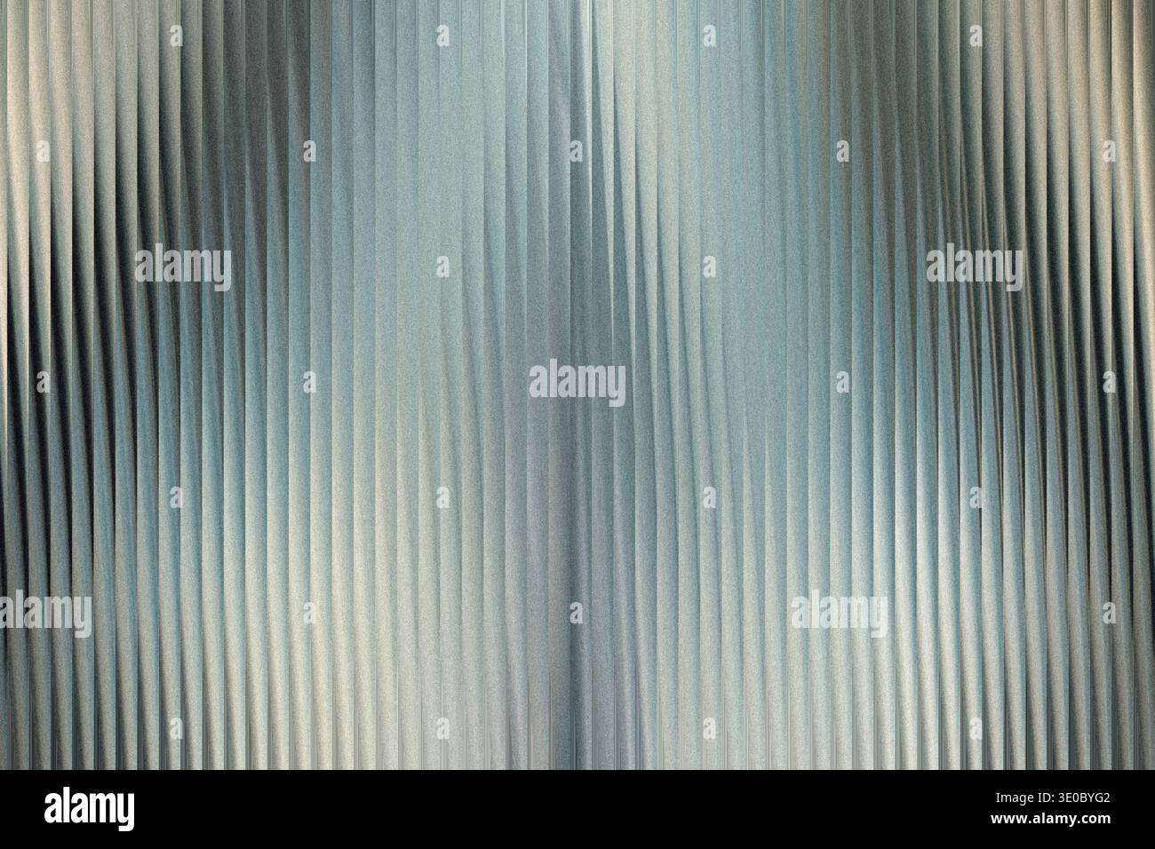 A textured metallic surface with vertical ribbed patterns, featuring a gradient of light and shadow Stock Photo