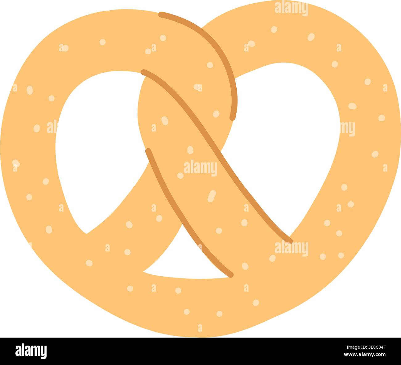 Hand drawn pretzel, bakery item, pastry element Stock Vector