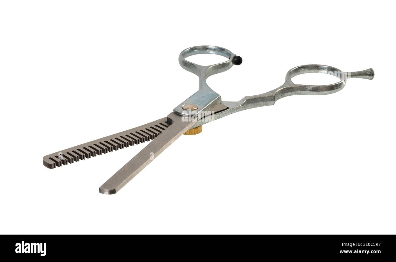 Barber thinning scissors isolated on white background Stock Photo