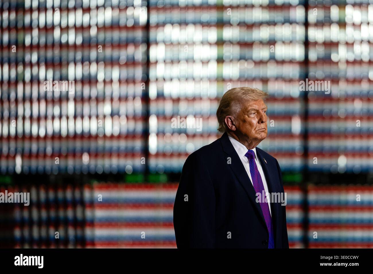 President Donald Trump arrives to speak at Verst Logistics Wednesday ...