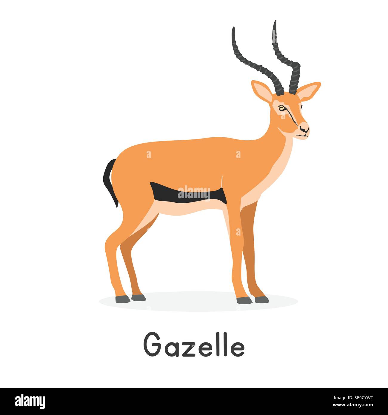 Gazelle vector illustration, cartoon clipart character, animal in flat ...