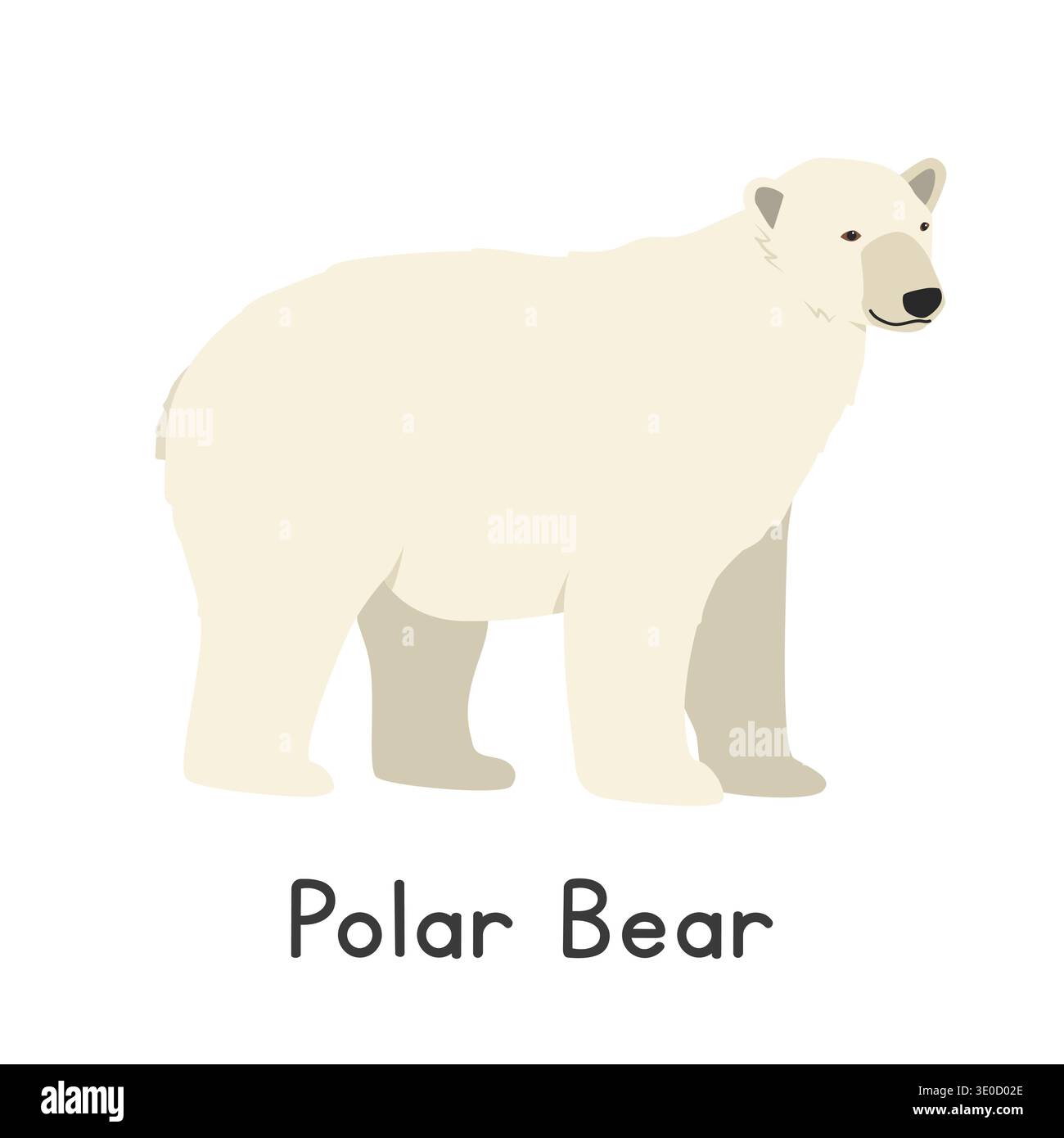 Polar bear vector illustration, cartoon clipart character, animal in flat style. Wild animals, wild creatures, wildlife concept. White bear vector Stock Vector