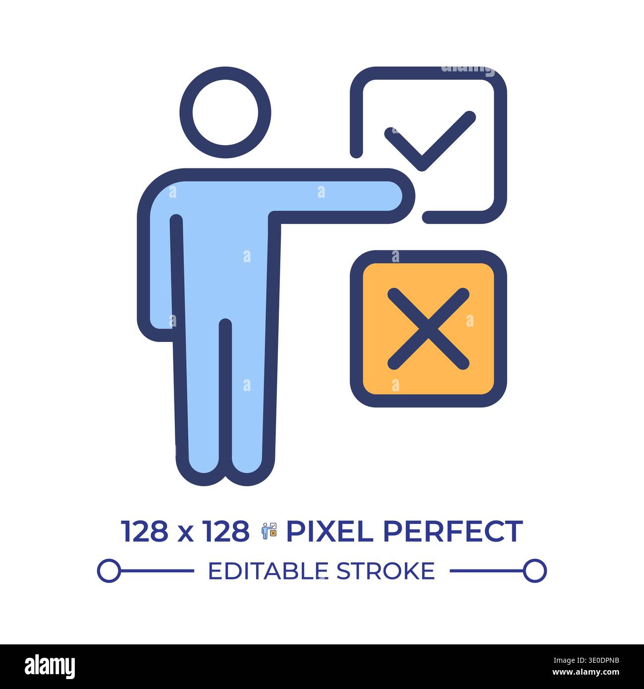 Customer decision making pixel perfect line color icon Stock Vector