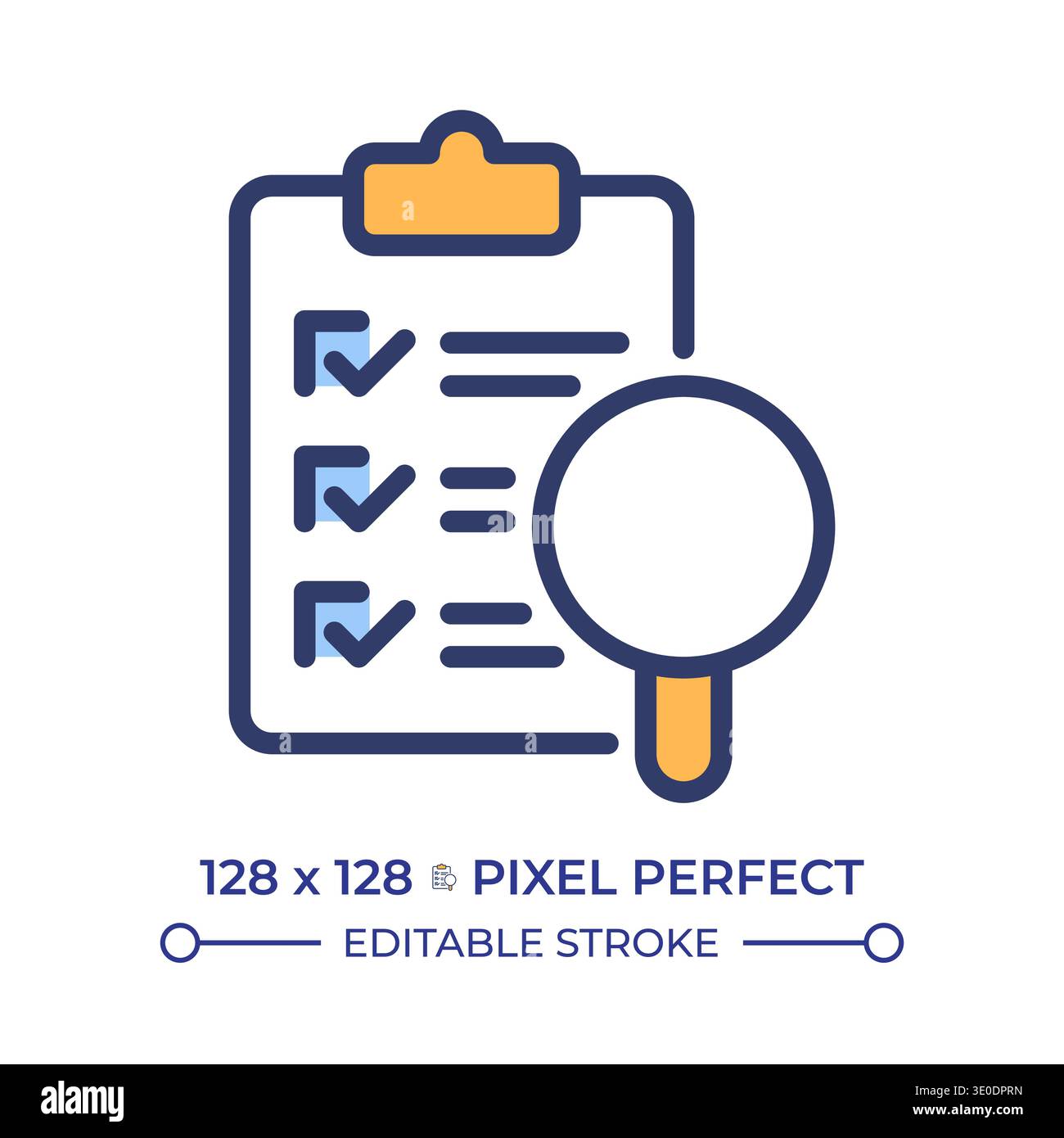 Survey analysis pixel perfect line color icon Stock Vector