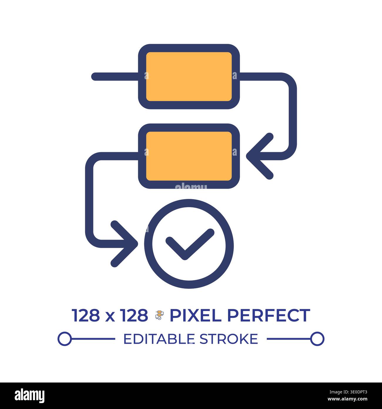 Process flow pixel perfect line color icon Stock Vector