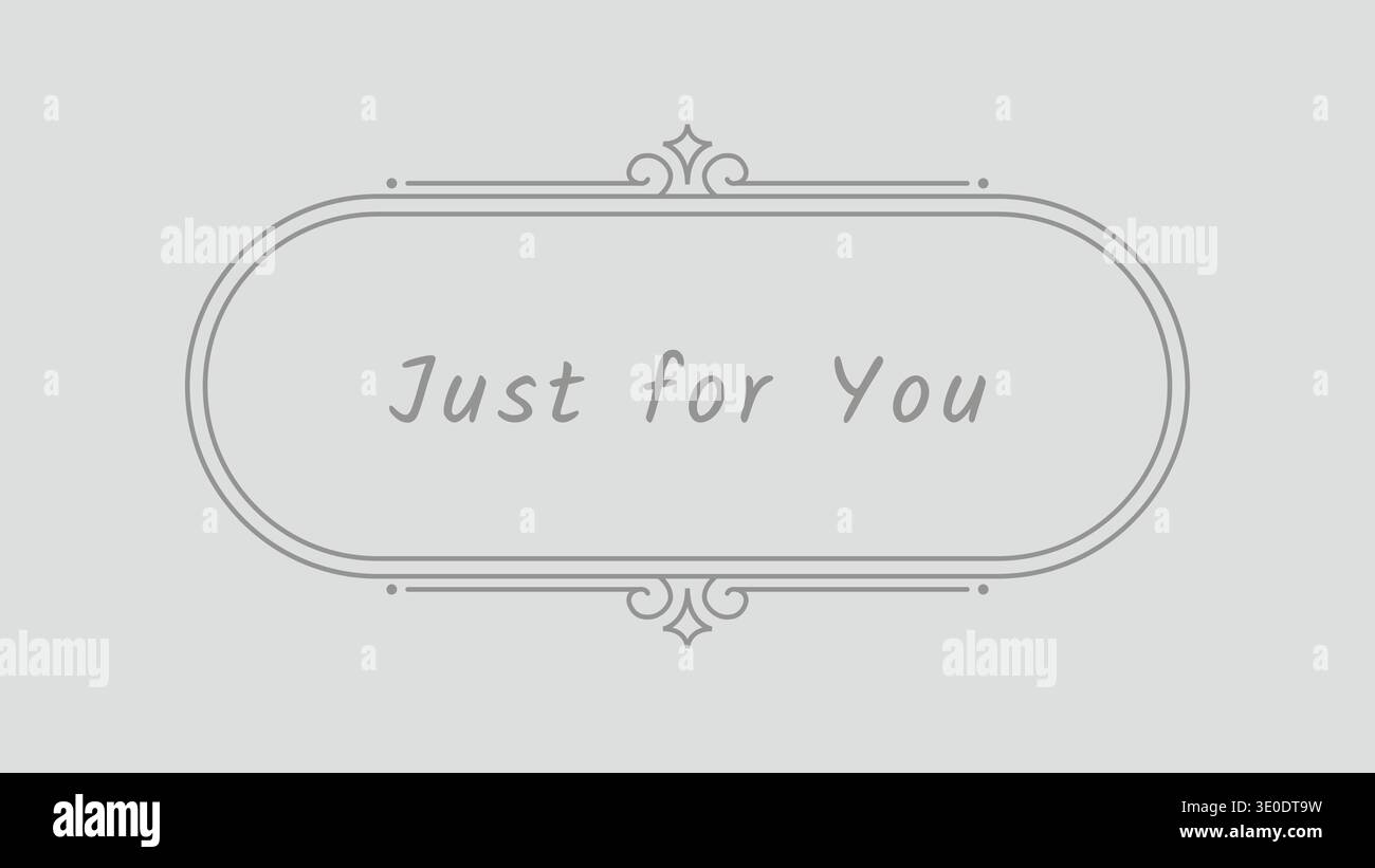 Simple oval label with just for you text and small decorative flourishes in a minimal style Stock Vector