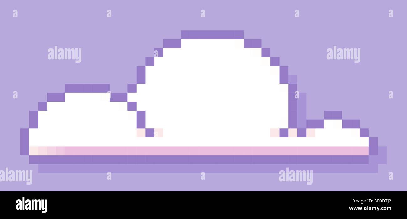 Pixel game art white cloud. Stock Vector