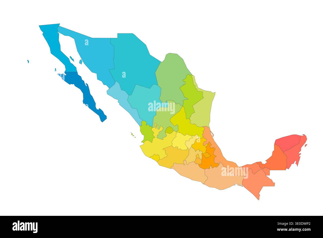 Mexico Political Map Of Divisions States And Mexico Mexico Political Map Of Divisions States And Mexico City Rainbow Spectrum Colorful Blank Vector Map 3E0DWP2 