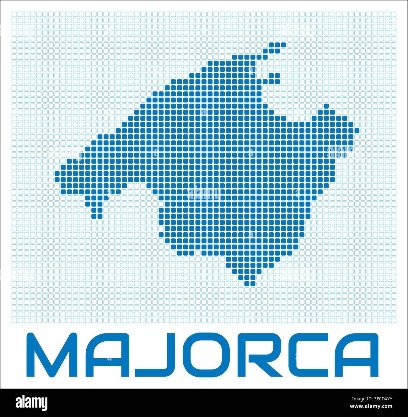 Majorca digital style map with blue rounded rectangle dots. Spain ...