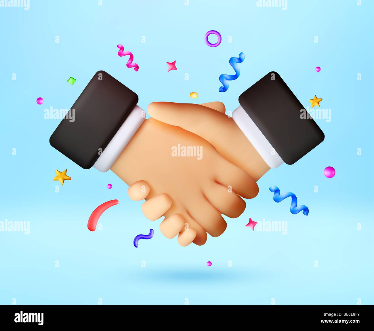 Business handshake as a 3d icon. Stock Vector