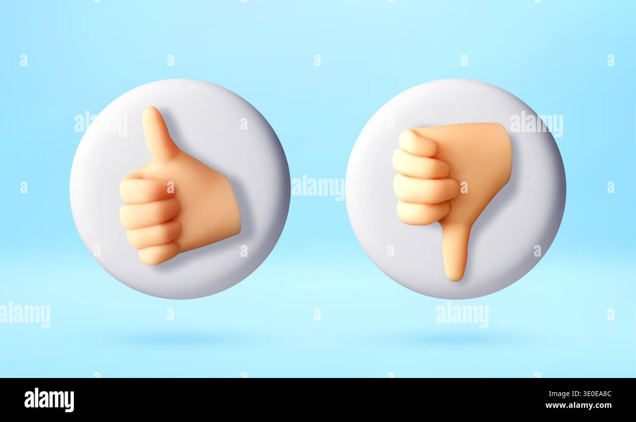 3d thumb up and thumb down hand gestures Stock Vector