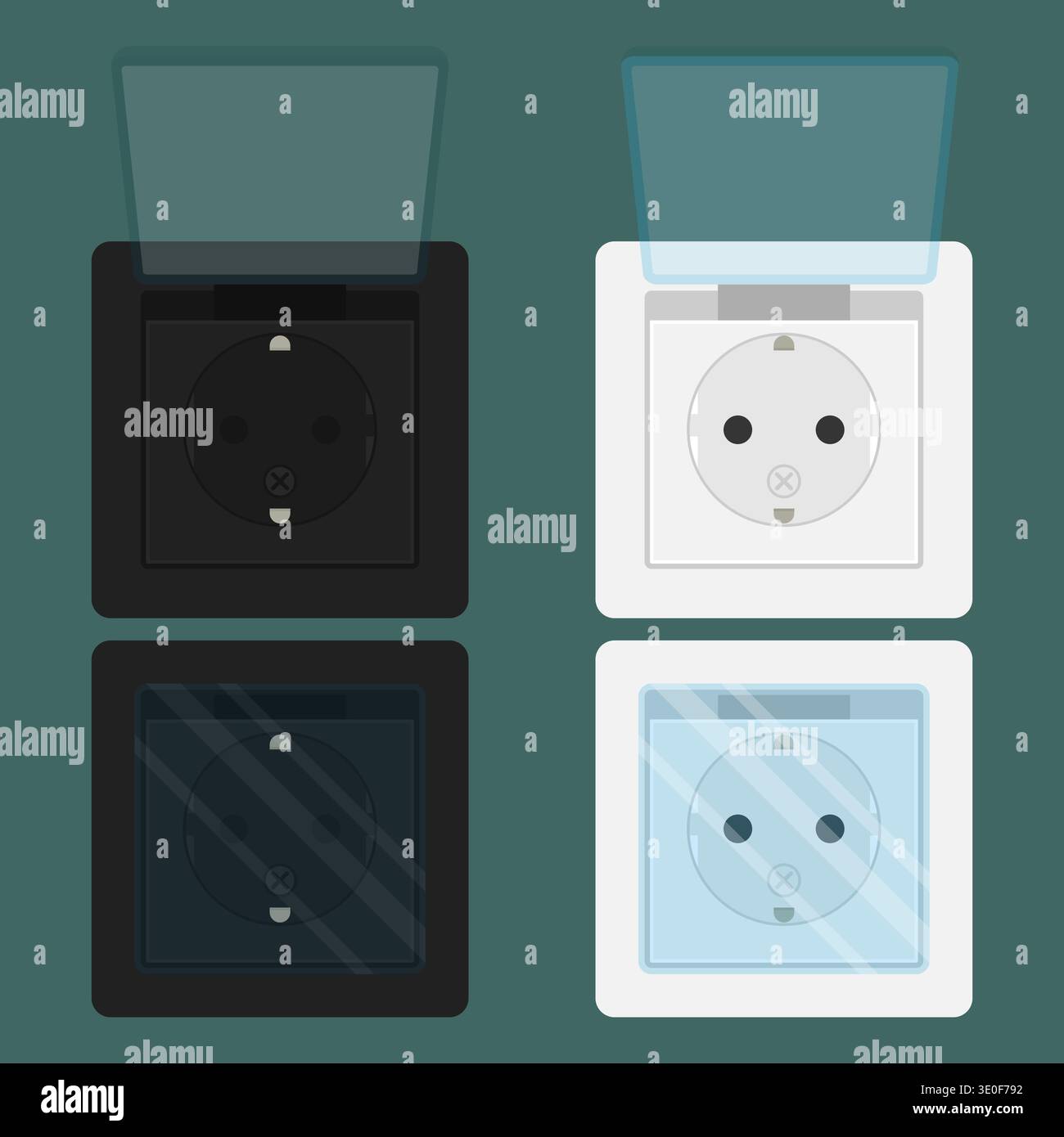 Wall outlets with protective covers vector set Stock Vector