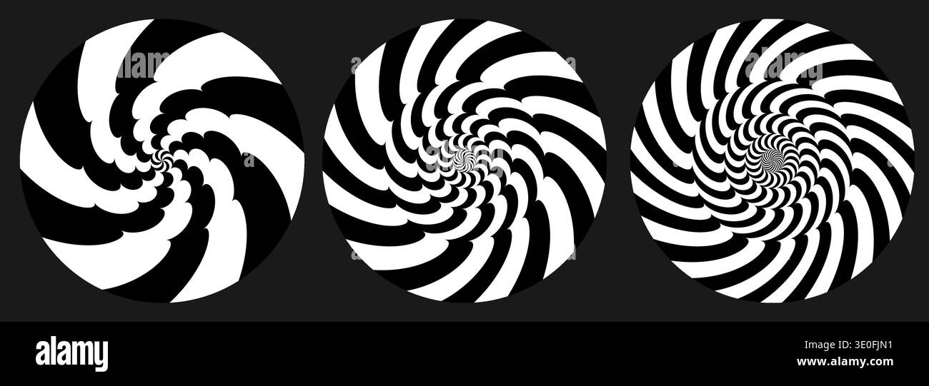 Abstract helix spiral vortex black and white vector set. 3 editable ...