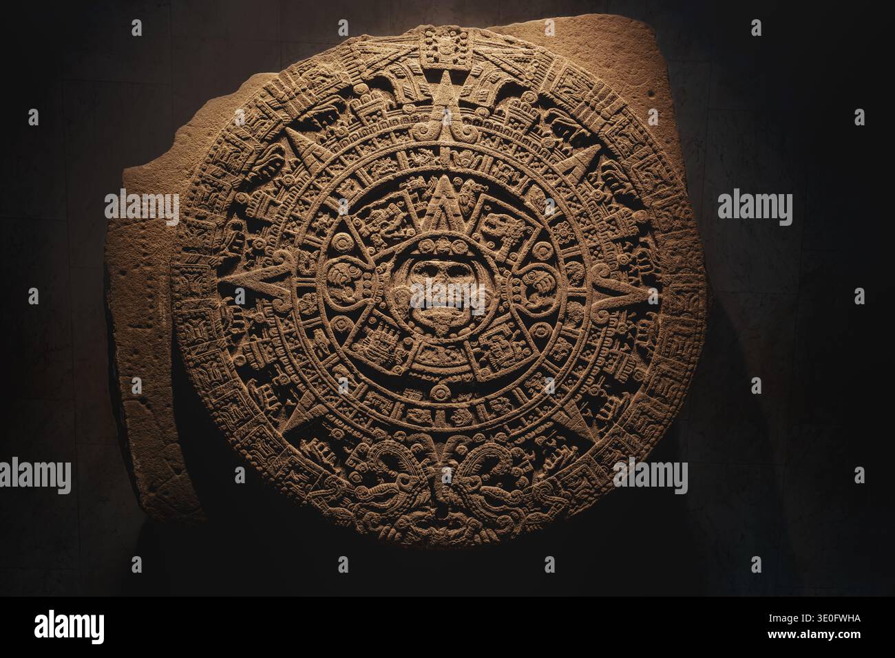 Tenochtitlan Aztec Sun Stone with God Xiuhtecuhtli carving - Mexico ...