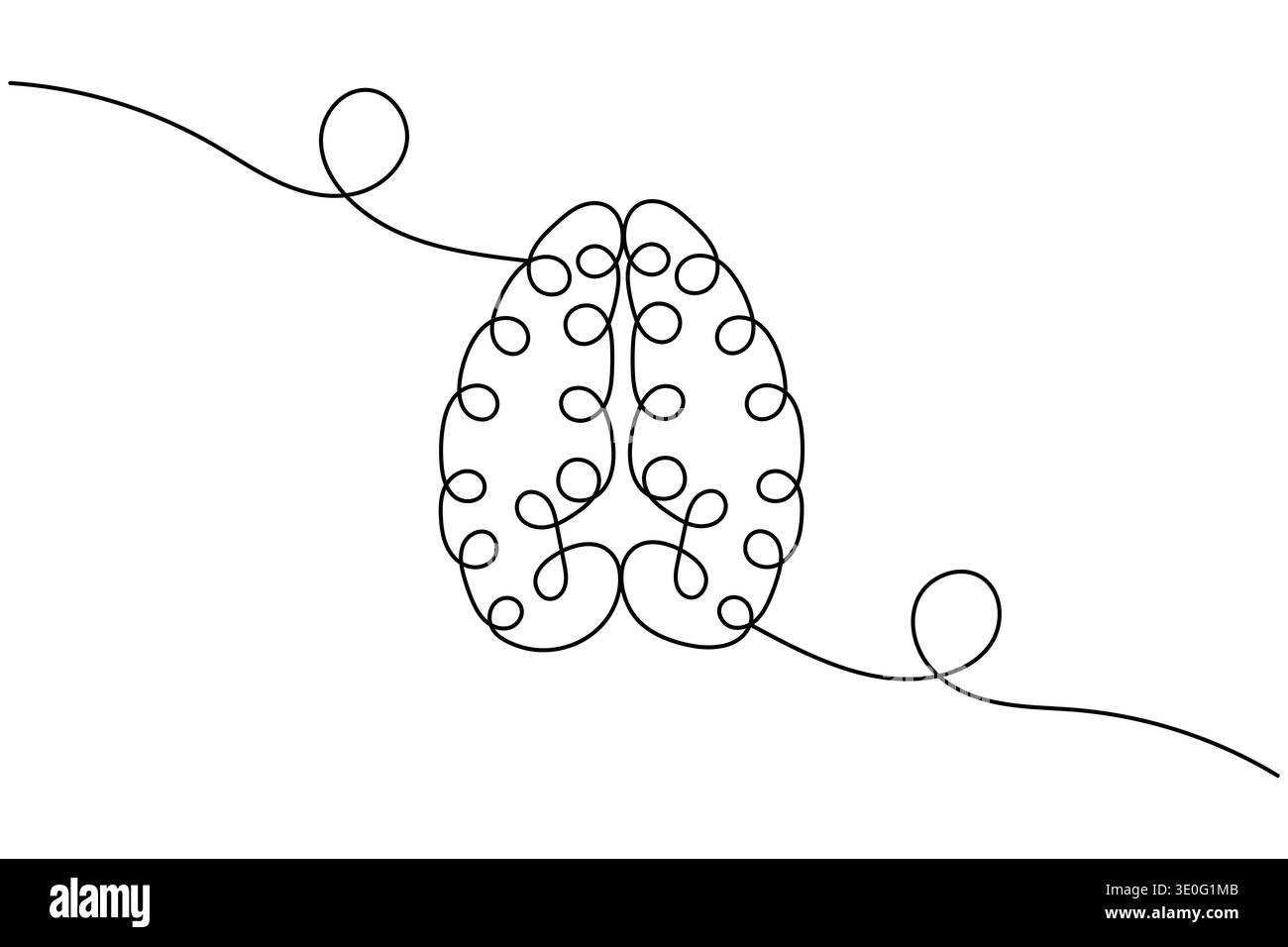 Continuous one line drawing of human brain with white background Stock ...