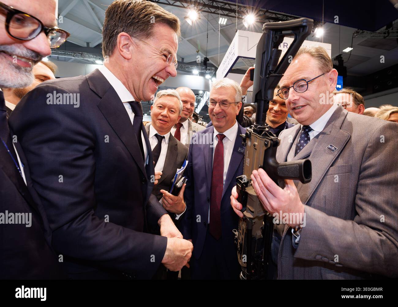 Mark Rutte Bedex Brussels, Belgium. 12th Mar, 2026. FN Browning Group CEO Julien Compere ...