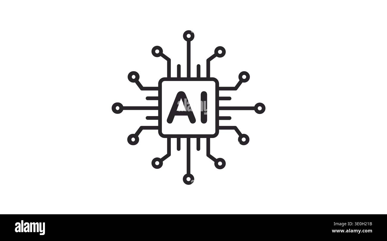 Simple black line artificial intelligence circuit icon Stock Vector