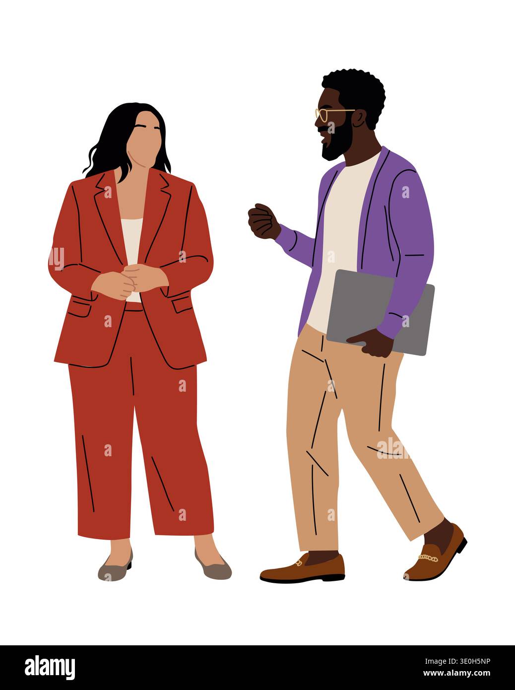 Two professionals converse in a modern setting Stock Vector