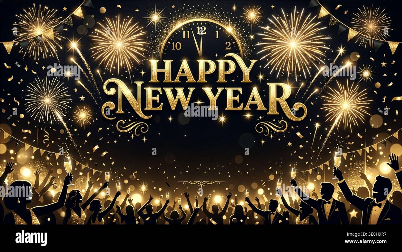 Happy new year 2027 celebration background with golden fireworks and