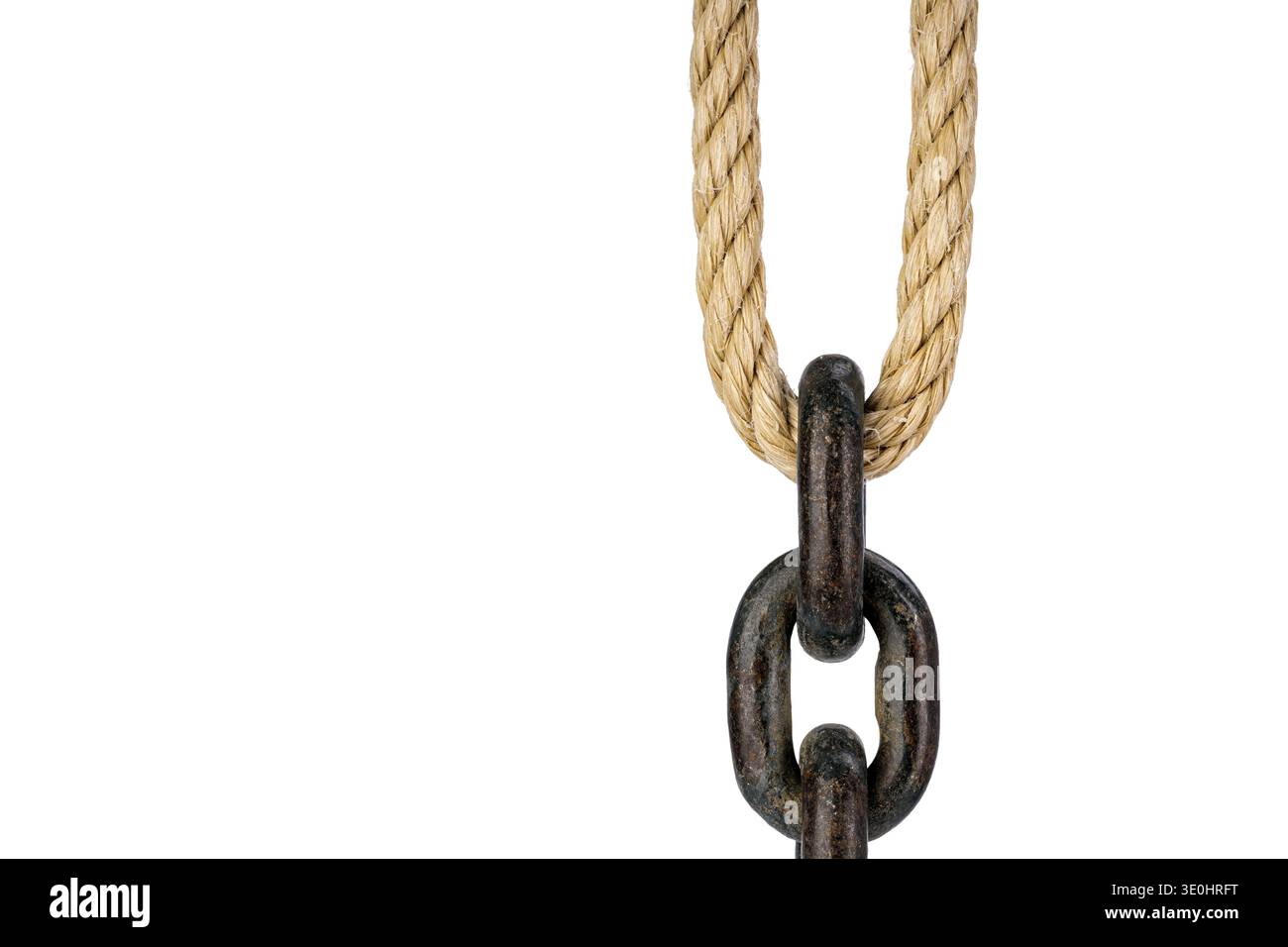 Featuring a robust black metal chain combined with a thick twisted rope ...