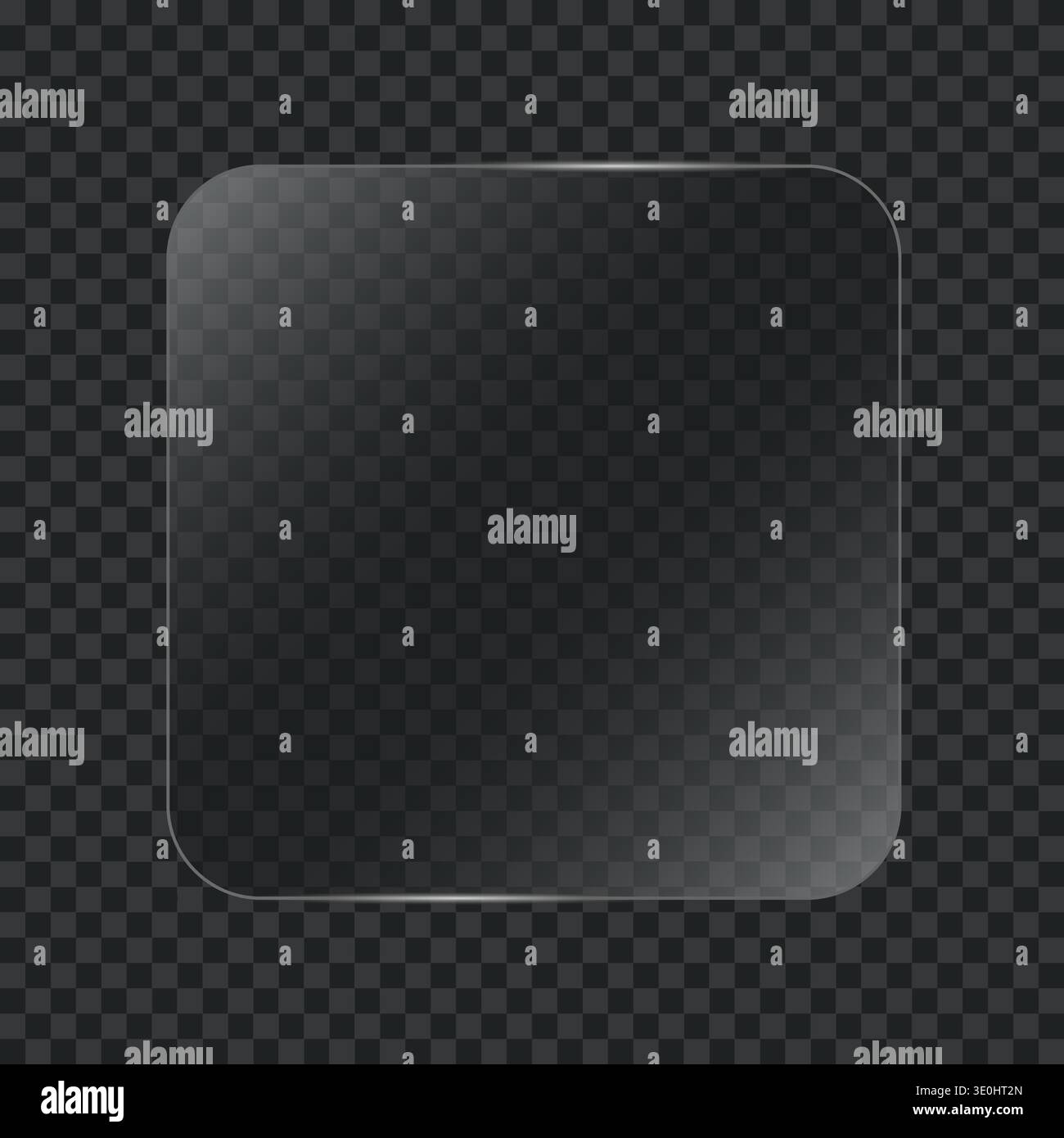 Square glass effect light frame on dark background. Glossy UI element for decoration vector illustration Stock Vector