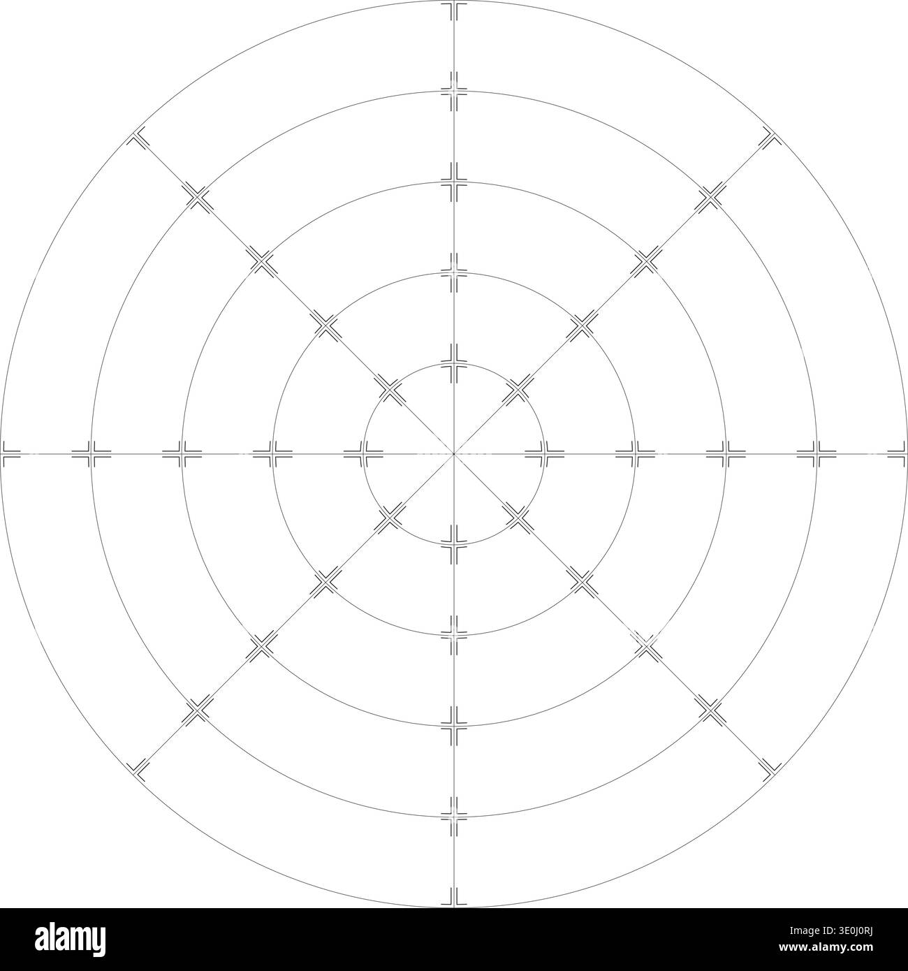 Black dot radial grid texture on white background. FUI science round ...