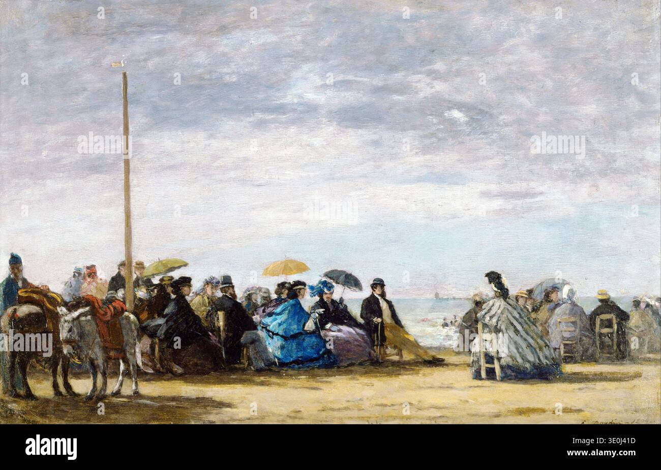 This 1860s oil painting by Eugène Boudin, titled 'The Beach