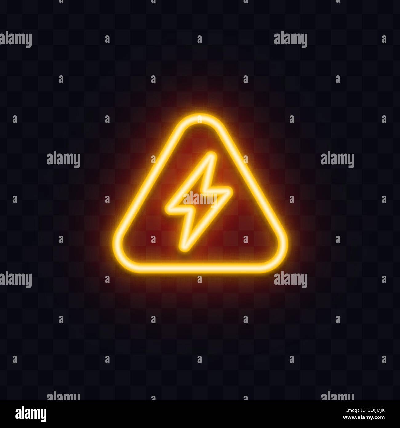 Warning Signs Using Neon Neon lightning warning sign inside a triangular frame. Bright electric ...