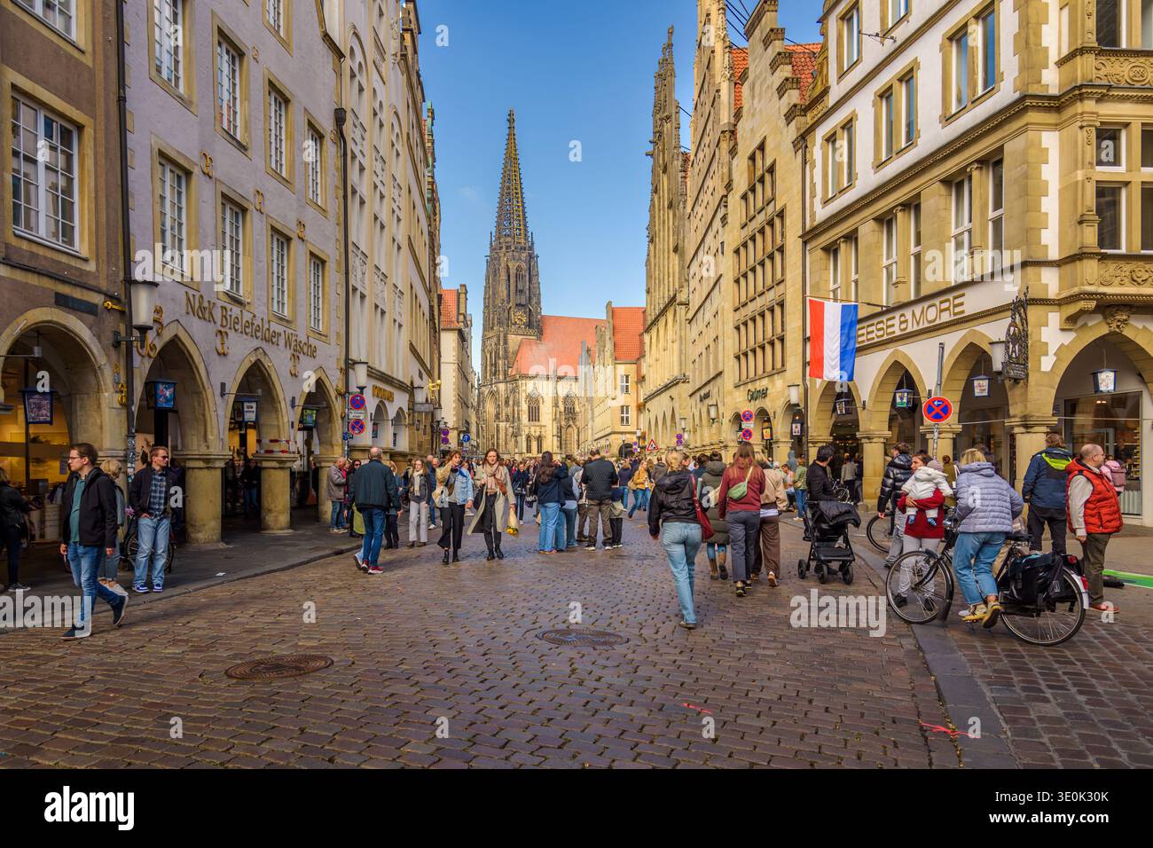 Lamberti Church and Prinzipalmarkt, Munster, Germany Stock Photo
