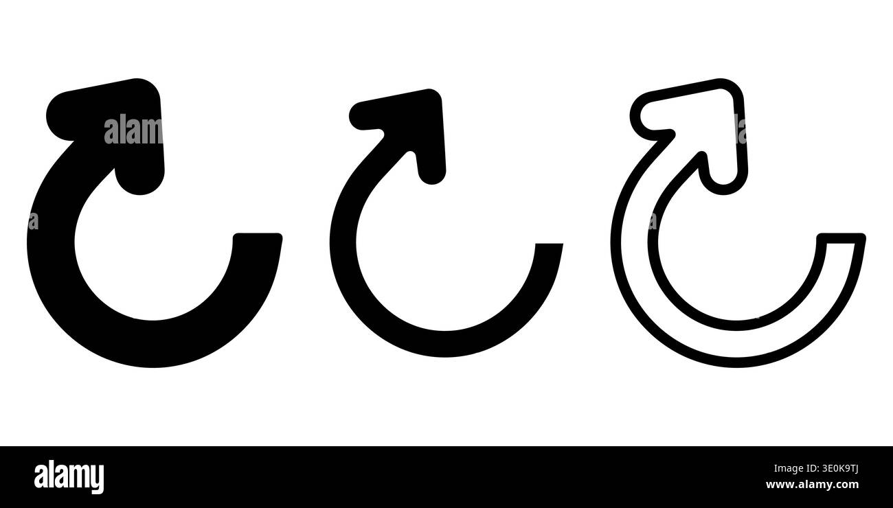 A set of three curved arrows pointing up and to the right Vector Stock ...