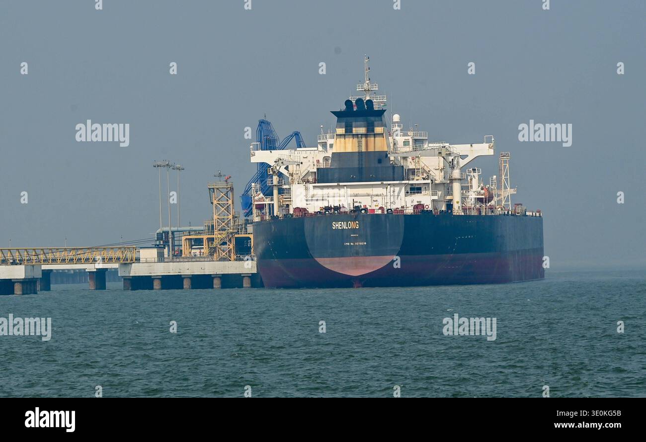 MUMBAI, INDIA MARCH 12: The Liberia-flagged crude oil tanker Shenlong ...