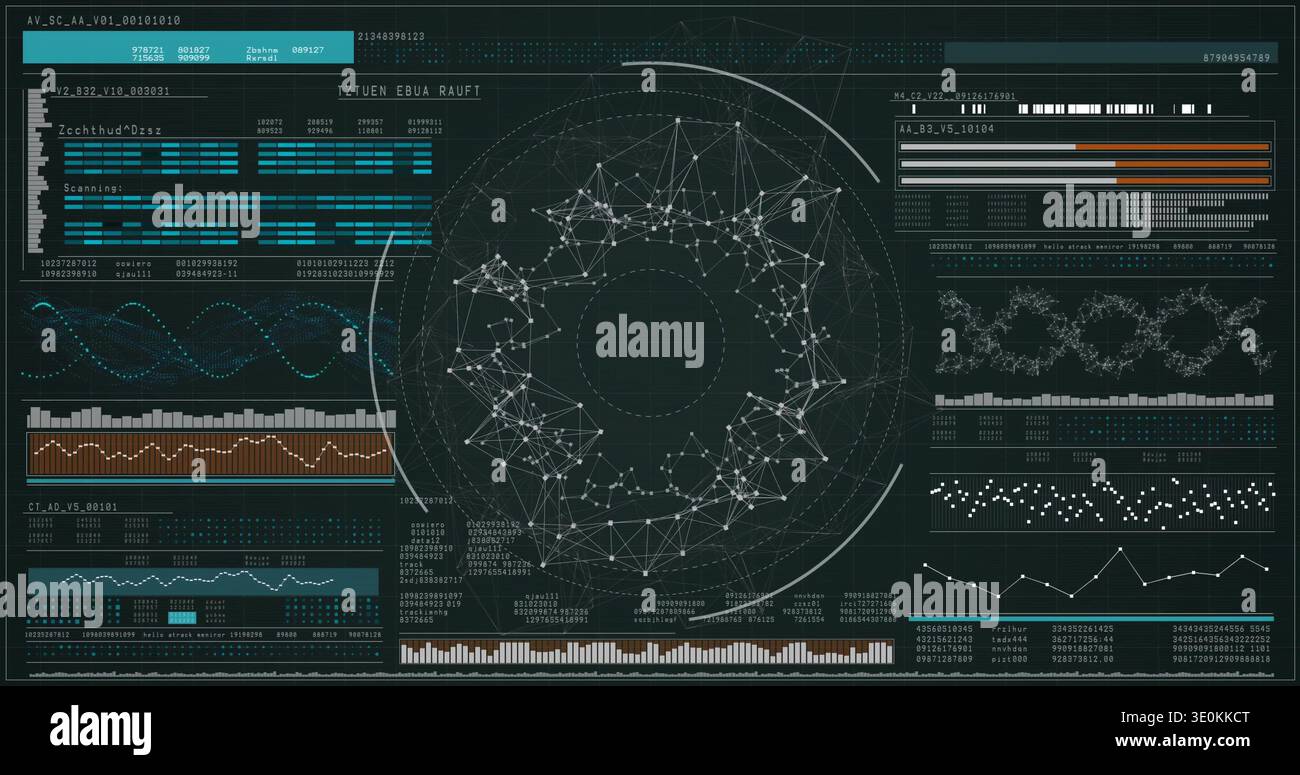 Displaying central network ring with concentric guides on dark grid ...