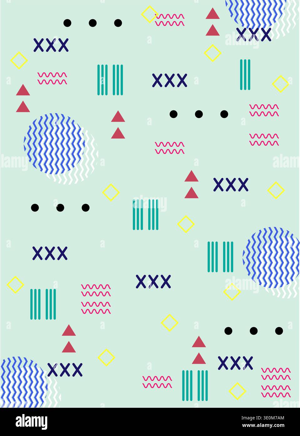 Memphis style pattern creating playful geometric background Stock Vector