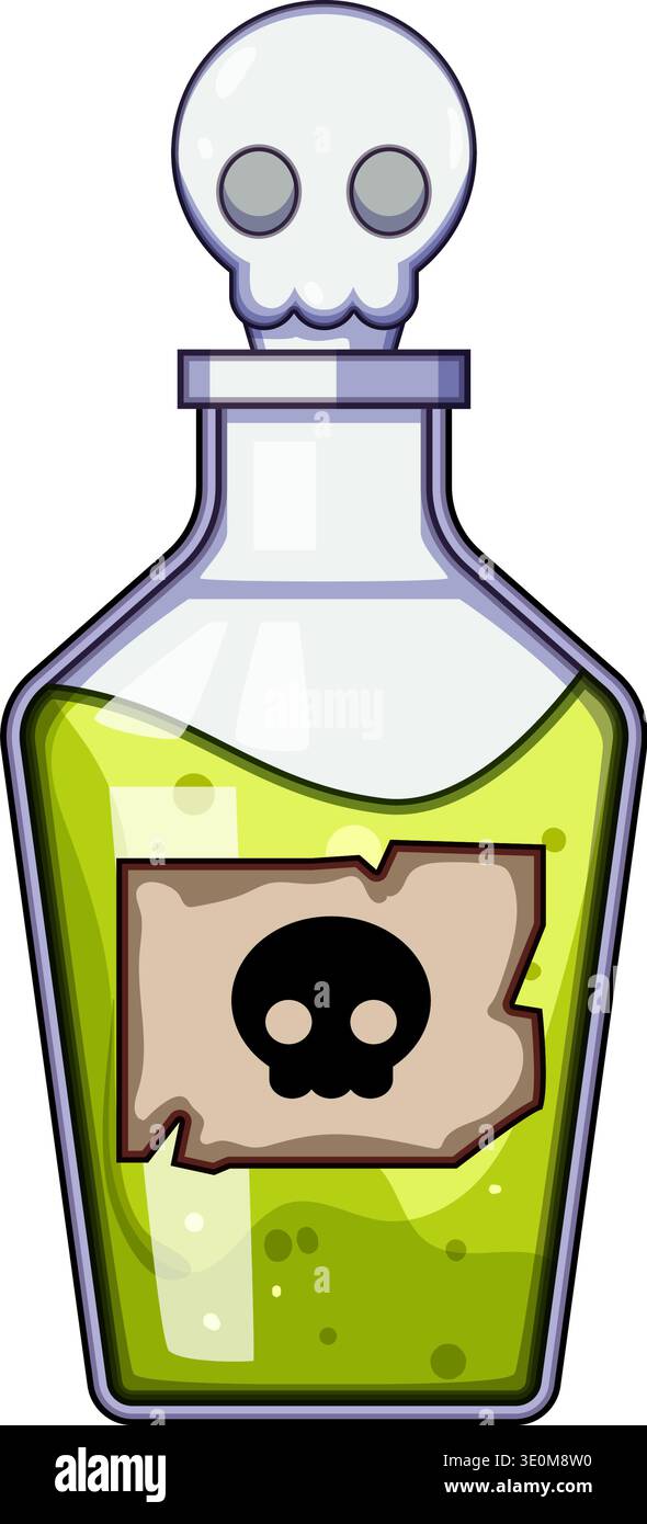 Green poison potion bottle with skull symbols Stock Vector Image