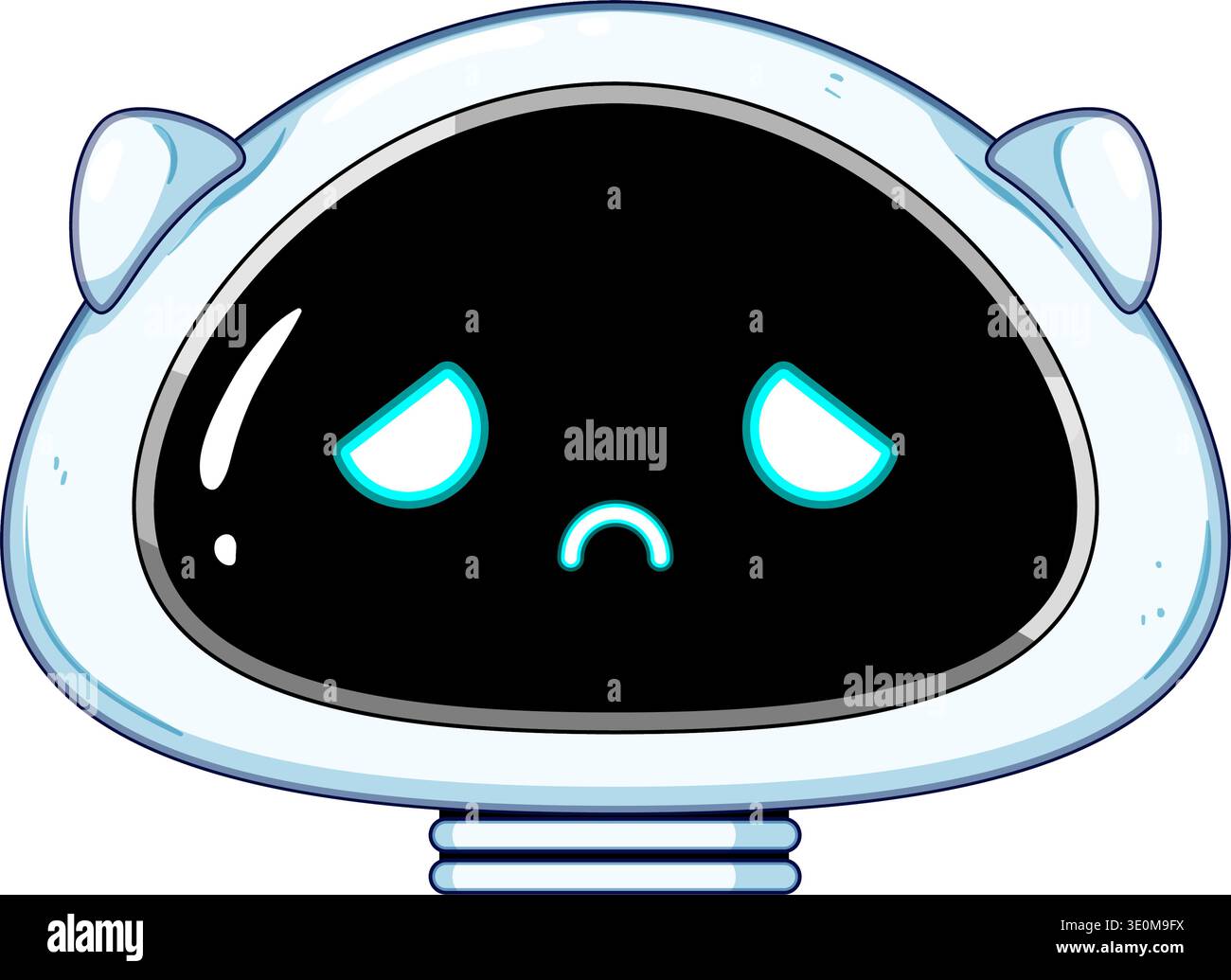 Little robot head displaying sad expression and disappointment Stock Vector