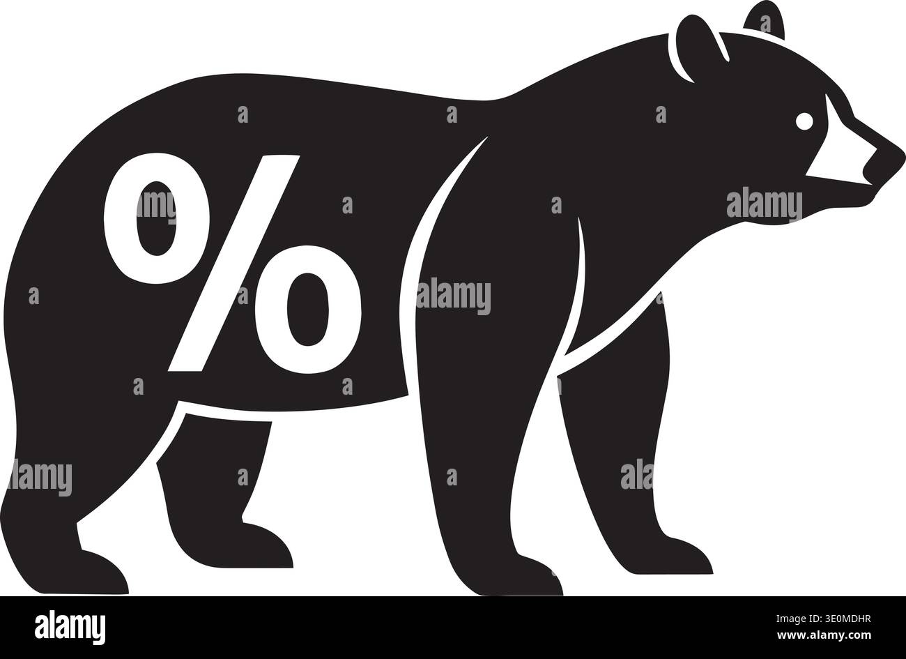 Interest Rates Risk Silhouette Black vector silhouette of a bear with percentage symbols on its body ...