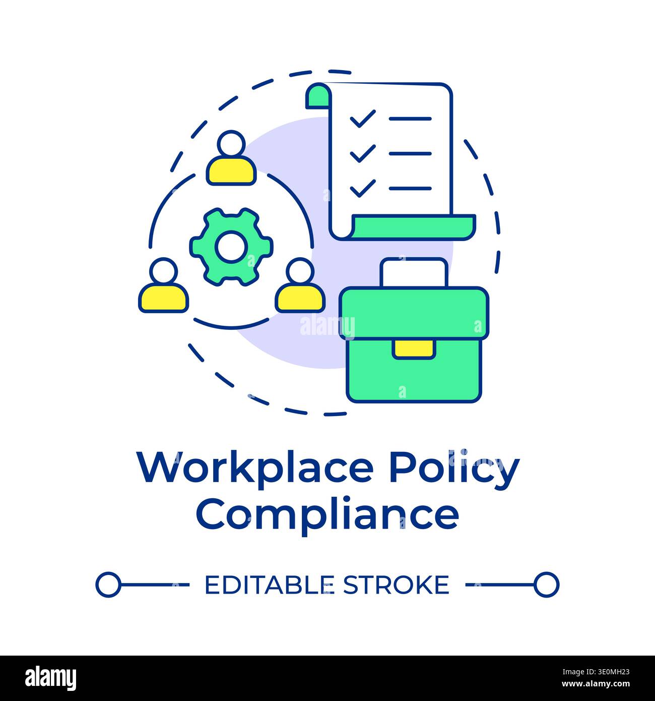Workplace policy compliance multi color concept icon Stock Vector