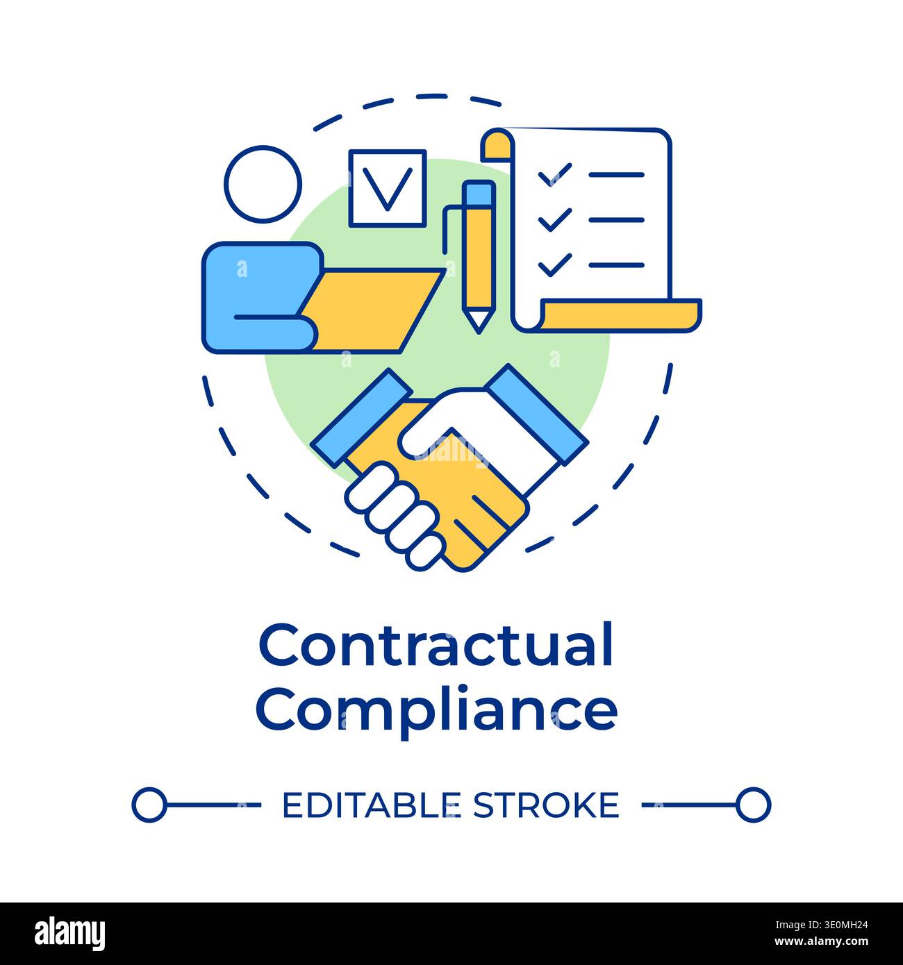 Contractual compliance multi color concept icon Stock Vector
