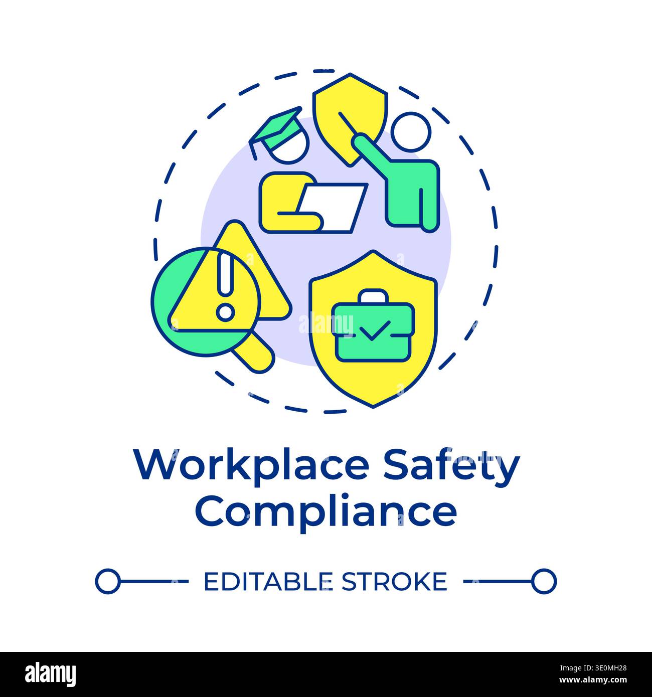 Workplace safety compliance multi color concept icon Stock Vector