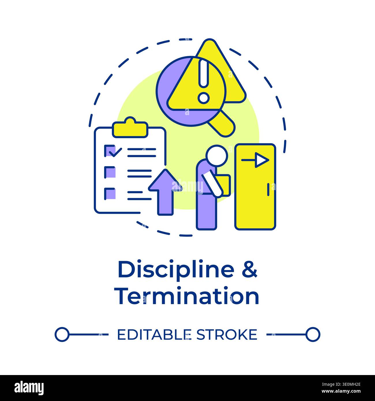 Discipline and termination multi color concept icon Stock Vector