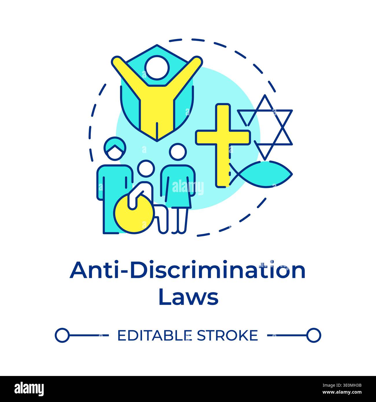 Anti discrimination laws multi color concept icon Stock Vector