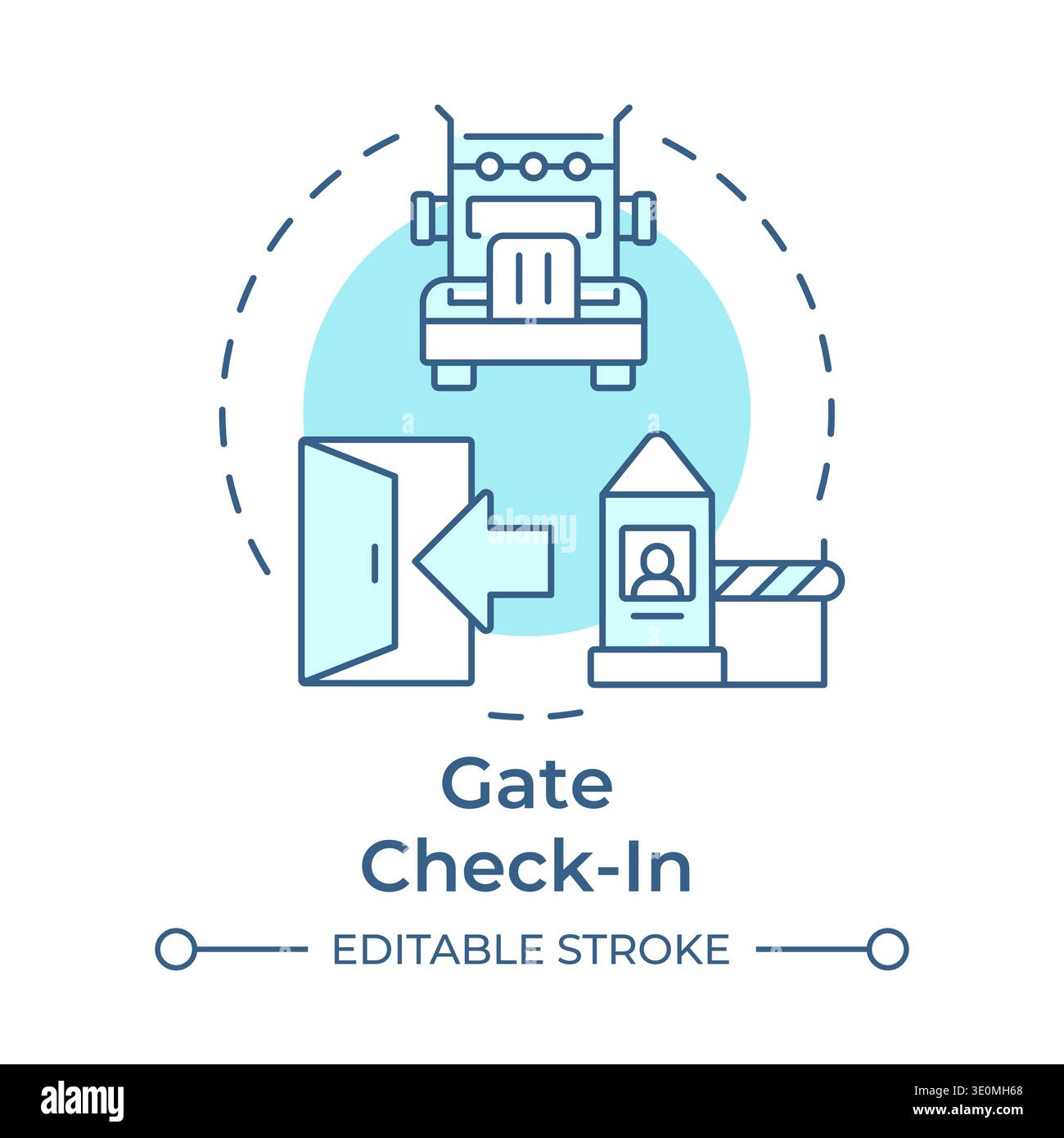 Gate check in soft blue concept icon Stock Vector