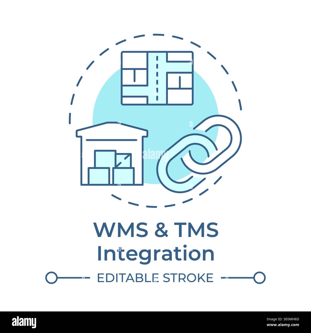 WMS and TMS integration soft blue concept icon Stock Vector