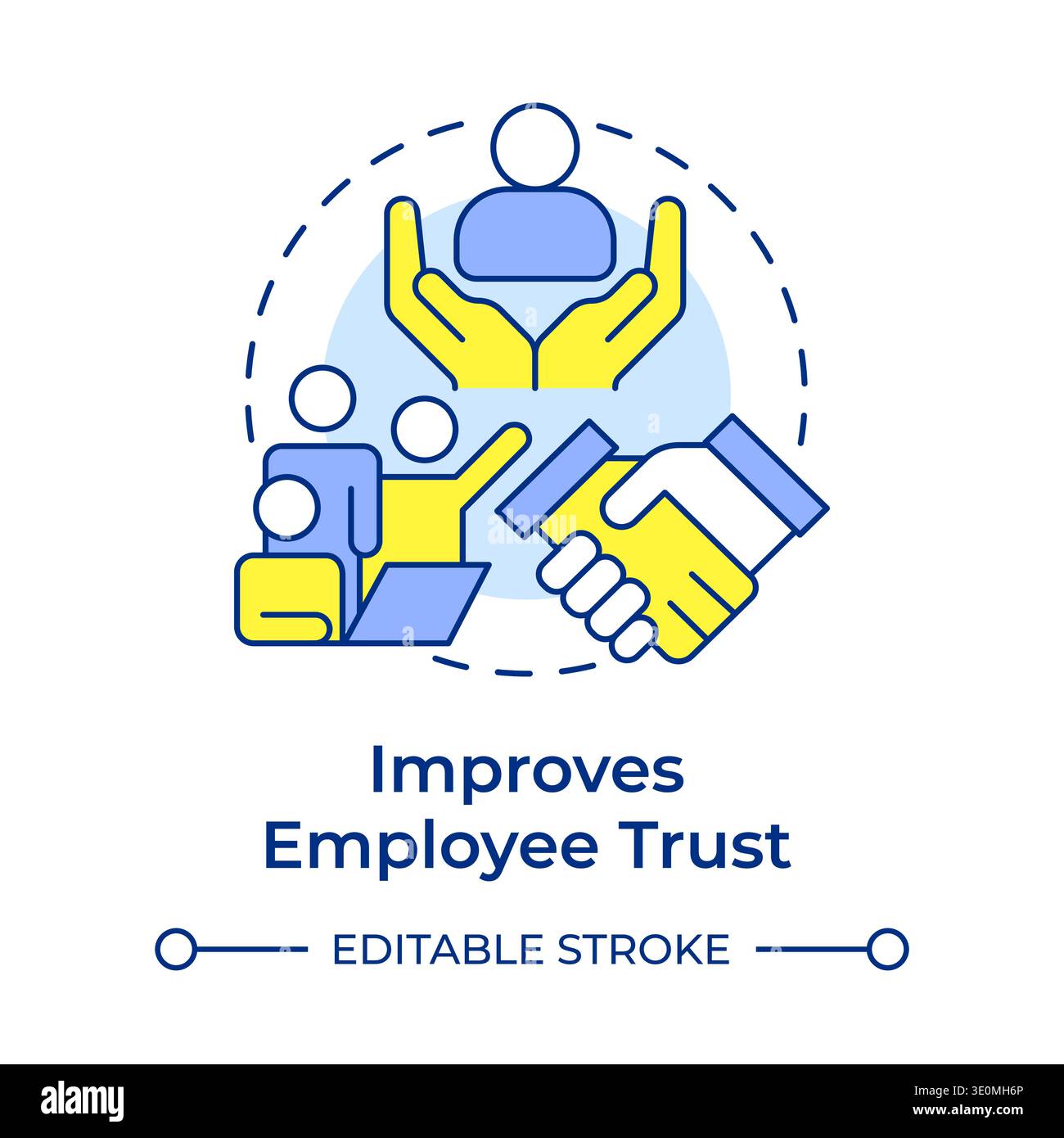 Improves employee trust multi color concept icon Stock Vector